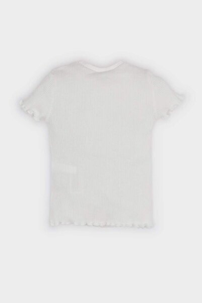 DeFacto Baby Girl Crew Neck Heart Patterned Ribbed Camisole Short Sleeve T-Shirt F3692A525Sm