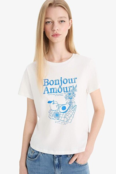 DeFacto Cool Regular Fit Crew λαιμόκοψη με εμπριμέ κοντομάνικο μπλουζάκι F2653AX25SM