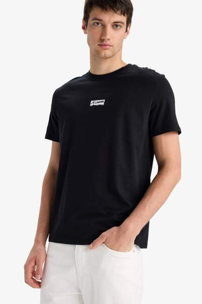 DeFacto Μπλουζάκι με κοντό μανίκι με τύπωμα από 100% βαμβάκι Regular Fit Crew Neck Ataturk F3567AX25SM