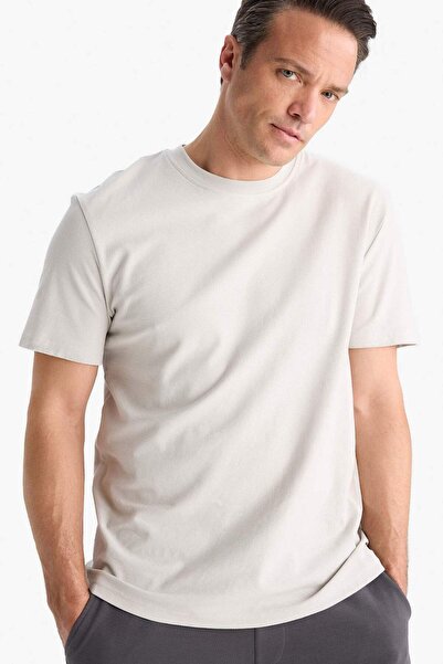 DeFacto 100% Cotton Regular Fit Crew Neck Short Sleeve Heavy Fabric T-Shirt E2589Ax25Sm