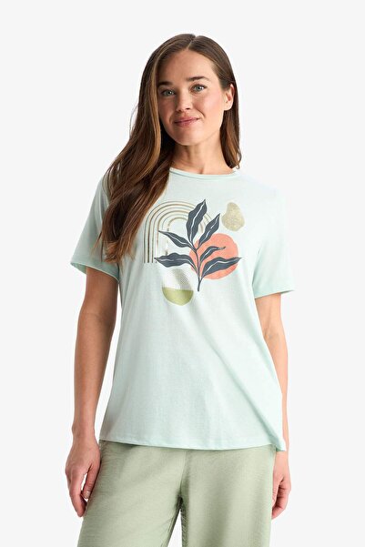 DeFacto Μπλουζάκι με κοντό μανίκι με στάμπα με λαιμόκοψη κανονικής εφαρμογής F4841AX25SM