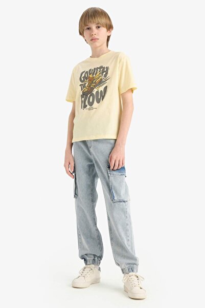 DeFacto Ανδρικό μπλουζάκι με κοντό μανίκι με λαιμόκοψη E6312A825HS