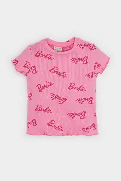DeFacto Tricou cu mânecă scurtă pentru fetiță Barbie cu decolteu cu nervuri E...