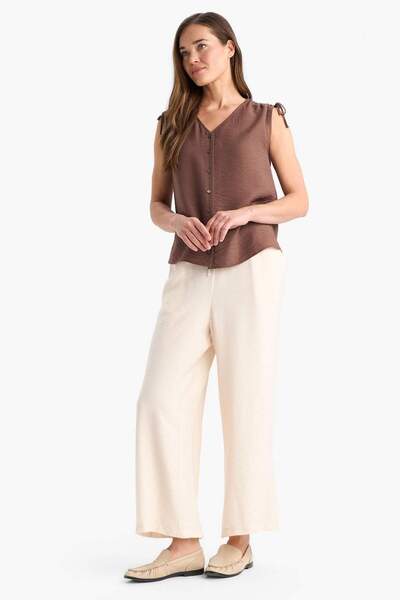 DeFacto Regular Fit Pocket Detailed Wide Leg Trousers F0988Ax25Sm