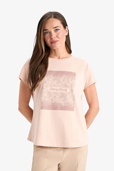 DeFacto Regular Fit Crew Neck Ethnic Patterned Short Sleeve T-Shirt F3703Ax25Sm