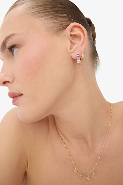 DeFacto Reis x 14 Ayar Altın Kaplama Rosa Alba Kadın 2li Mor Taşlı ve Yıldızl...