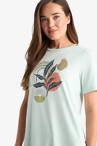 DeFacto Μπλουζάκι με κοντό μανίκι με στάμπα με λαιμόκοψη κανονικής εφαρμογής F4841AX25SM