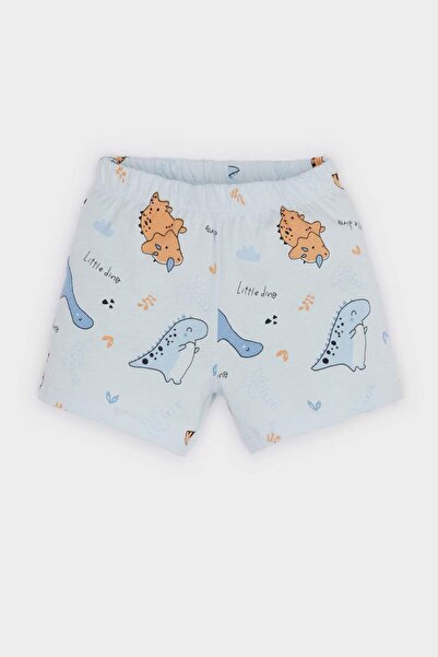 DeFacto Erkek Bebek Pijama Takımı Dinozor Baskılı Kısa Kollu Penye Üst Beli Lastikli Şort E9605A525SM