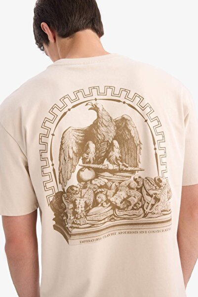 DeFacto 100% βαμβάκι Pietro Santi Bartol Boxy Fit Crew λαιμόκοψη με στάμπα κο...