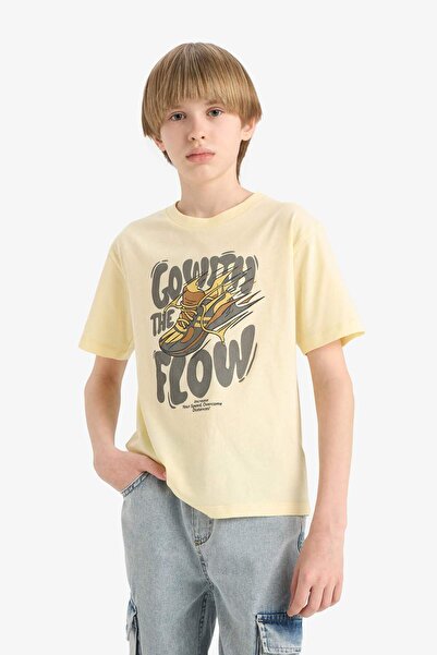 DeFacto Ανδρικό μπλουζάκι με κοντό μανίκι με λαιμόκοψη E6312A825HS