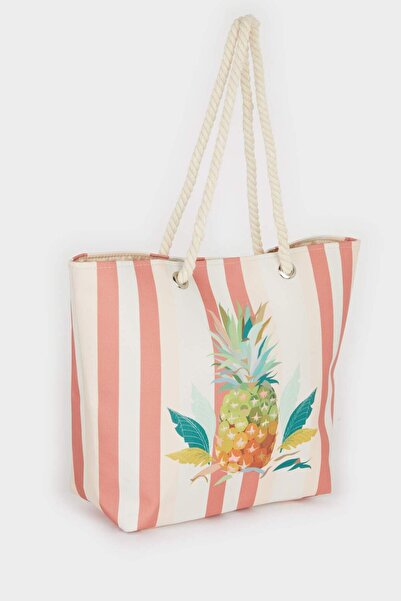 DeFacto Damen Strandtasche mit Ananas-Muster E7393AXNS