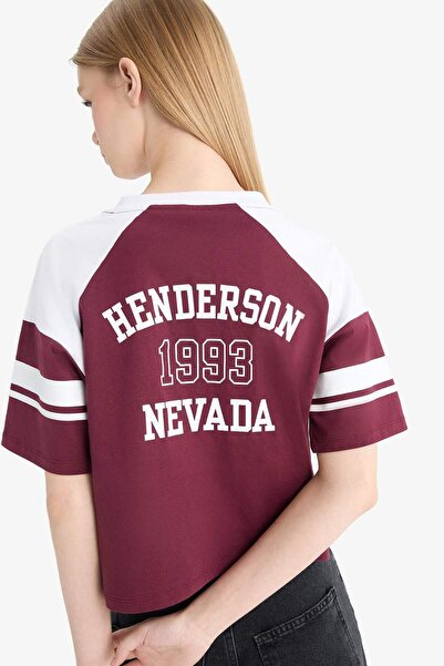 DeFacto Coool Loose Fit Велосипедний комір з принтом на спині, короткий рукав, футболка F2905AX25SM