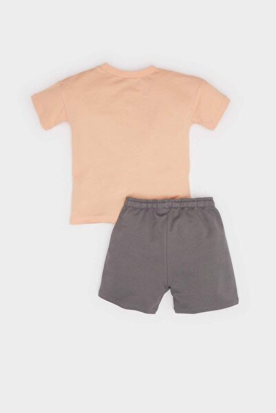 DeFacto 2-teiliges Set für Babys (Jungen), T-Shirt mit Palmen-Print und Shorts mit elastischem Bund, E6808A525SM