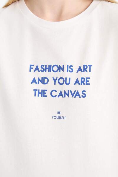 DeFacto Λευκό μπλουζάκι με κοντό μανίκι με στάμπα Cool Regular Fit F5074AX25SM