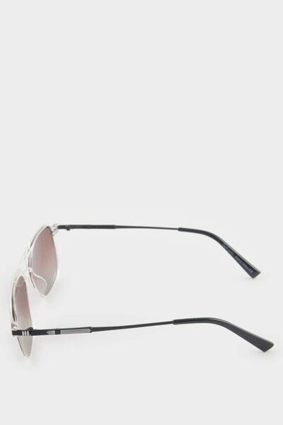 DeFacto Men's Oval Large Clear Plastic Frame Coffee Glass Polarized Sunglasses F0496Axns