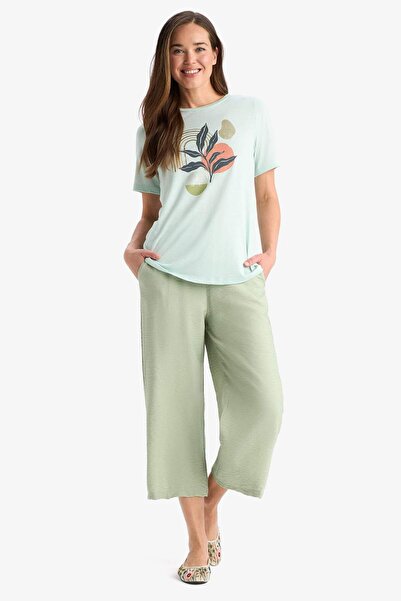 DeFacto Μπλουζάκι με κοντό μανίκι με στάμπα με λαιμόκοψη κανονικής εφαρμογής F4841AX25SM