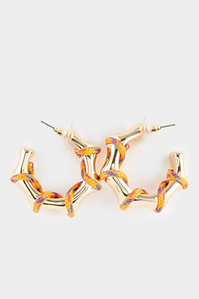 DeFacto Kadın Turuncu İp Detaylı Gold Küpe F1119AXNS