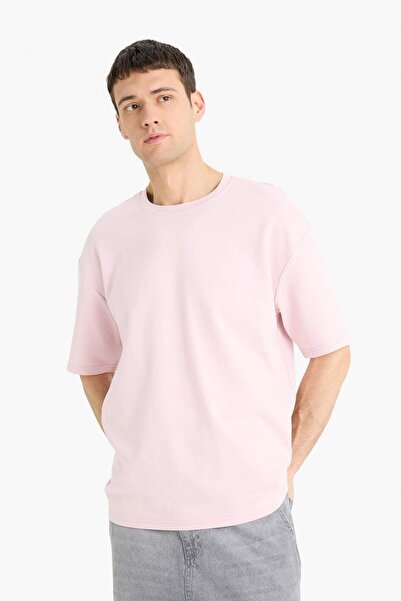 DeFacto Oversize Φαρδιά Εφαρμογή Crew Neck Basic Μασίφ κοντομάνικο T-shirt E9798AX25SP