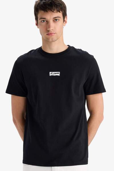 DeFacto Μπλουζάκι με κοντό μανίκι με τύπωμα από 100% βαμβάκι Regular Fit Crew Neck Ataturk F3567AX25SM