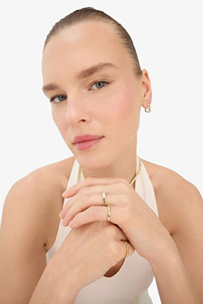 DeFacto Reis x 14 Ayar Altın Kaplama Tria Memoria Kadın 3'lü Gold Yüzük F4113AXNS