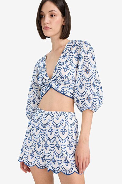 DeFacto Patterned Embroidered Brode Beach Top-Fall in Love C6172Ax25Sm