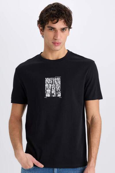 DeFacto Μπλουζάκι με κοντό μανίκι με στάμπα από 100% βαμβάκι E0581AX25SM