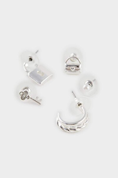 DeFacto Women's 6-Piece Silver Earrings F0734Axns