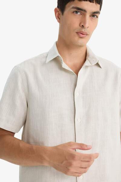DeFacto %100 Pamuk Regular Fit Polo Yaka Yazlık Kısa Kollu Gömlek D8613AX25SM