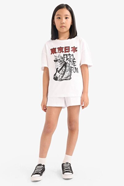 DeFacto Kız Çocuk Beli Lastikli Basic Düz Şort E6589A825HS