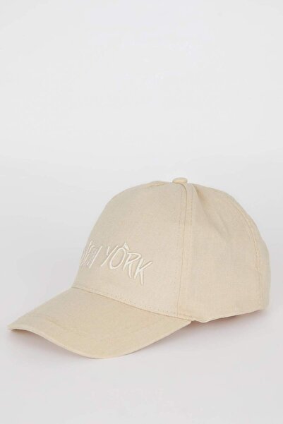 DeFacto Kız Çocuk Nakışlı Keten Karışımlı Cap Şapka D8425A825SM