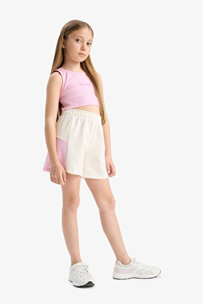 DeFacto 2-teiliges Set für Mädchen, bedrucktes ärmelloses T-Shirt, Shorts E4758A825HS