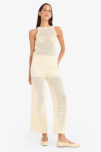DeFacto Wide Leg Openwork Knitwear Trousers F3777Ax25Sm