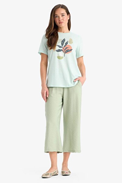 DeFacto Flat Leg Capri with Elastic Waist and Pockets A6764Ax25Sm