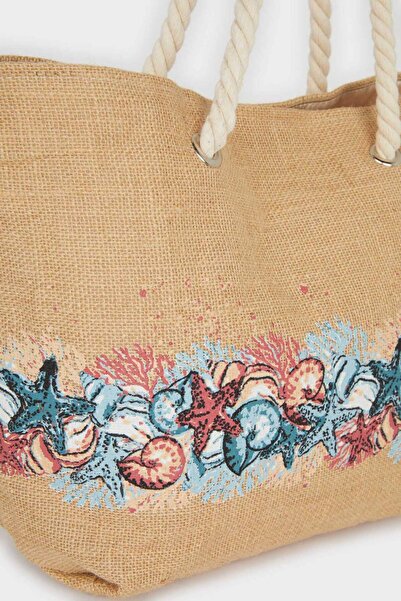 DeFacto Damen-Strandtasche aus Stroh E7399AXNS