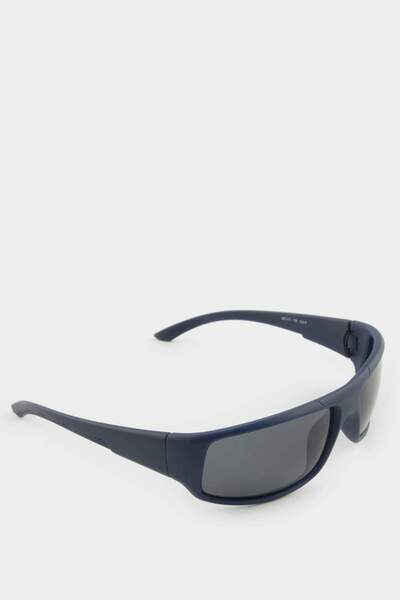 DeFacto Men's Oval Blue Plastic Frame Blue Glass Polarized Sunglasses F0565Axns