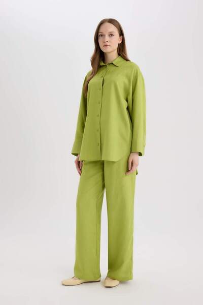 DeFacto Wide Leg Keten Karışımlı Geniş Paça Pantolon D8187AX25SP