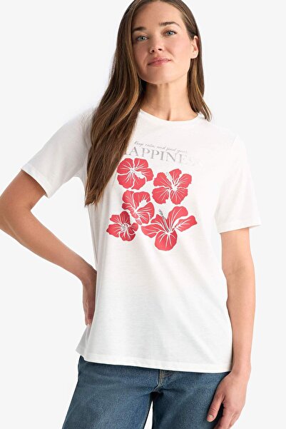 DeFacto Μπλουζάκι με κοντό μανίκι με κανονική εφαρμογή με λαιμόκοψη F4846AX25SM