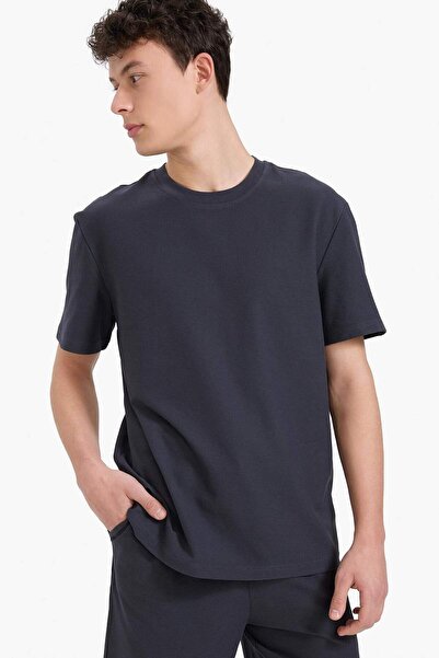 DeFacto 100% Cotton Regular Fit Crew Neck Short Sleeve Heavy Fabric T-Shirt E2589Ax25Sm