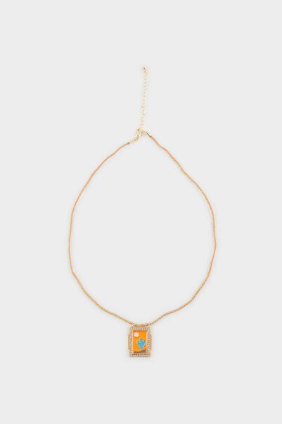 DeFacto قلادة لوحة برتقالية للسيدات F0798AXNS