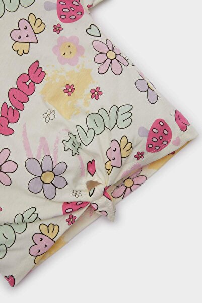 DeFacto Baby Girl Crew Neck Patterned Short Sleeve T-Shirt E4792A525Sm