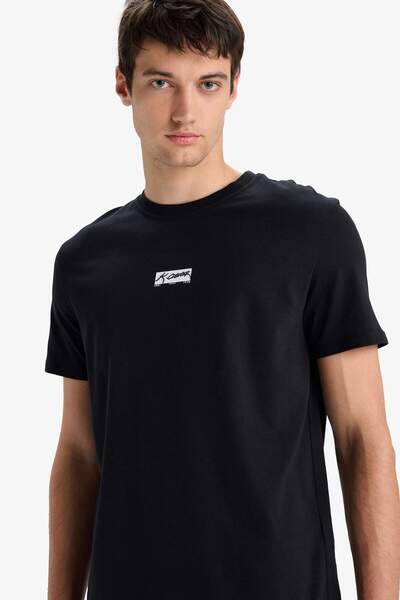 DeFacto Μπλουζάκι με κοντό μανίκι με τύπωμα από 100% βαμβάκι Regular Fit Crew Neck Ataturk F3567AX25SM