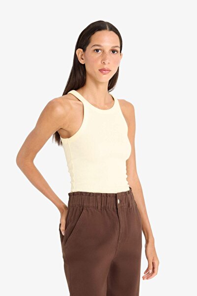 DeFacto Slim Fit Dar Kesim Halter Yaka Basic Düz Fitilli Kaşkorse Atlet E2176AX25SP