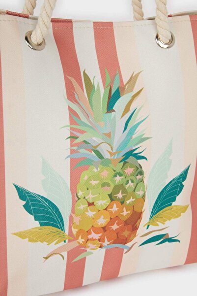 DeFacto Damen Strandtasche mit Ananas-Muster E7393AXNS