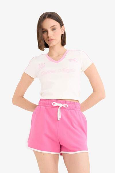 DeFacto Coool Regular Fit Beli Lastikli Bağcıklı Kalın Mini Şort A6224AX25SM