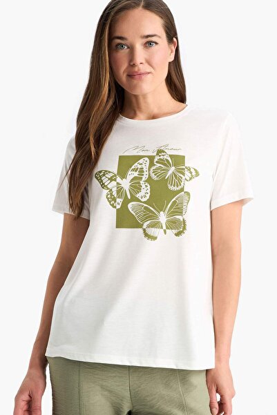 DeFacto Crew Neck Printed Short Sleeve T-Shirt F3554Ax25Sm