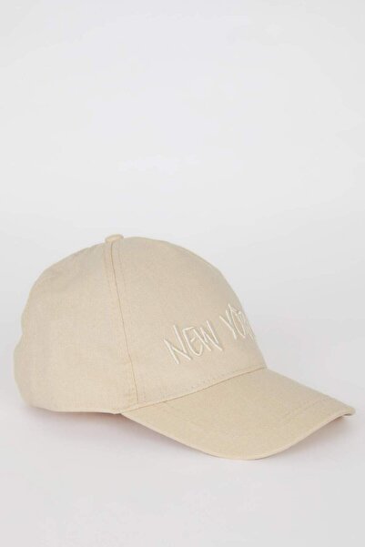 DeFacto Kız Çocuk Nakışlı Keten Karışımlı Cap Şapka D8425A825SM