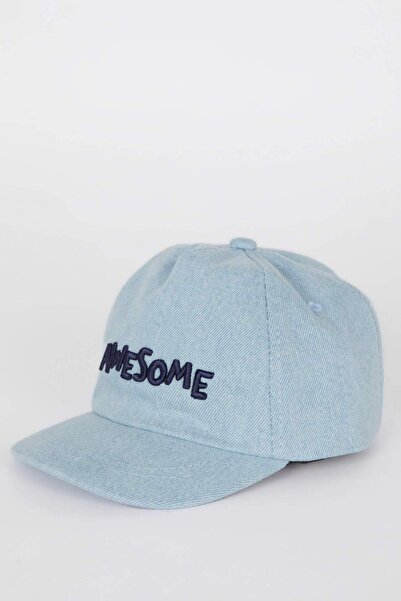 DeFacto Бродирана дънкова шапка за бебе момче D8379A525SM