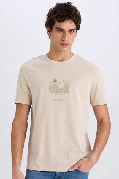 DeFacto Μπλουζάκι με κοντό μανίκι με στάμπα από 100% βαμβάκι E0579AX25SM