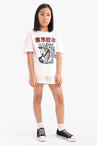 DeFacto Kız Çocuk Beli Lastikli Basic Düz Şort E6589A825HS