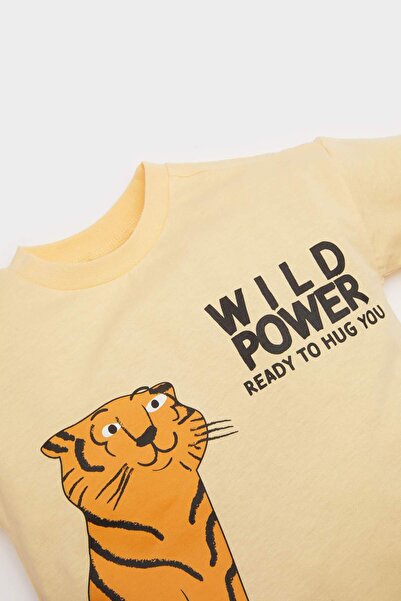 DeFacto Erkek Bebek 2'li Takım Kaplan Baskılı Kısa Kollu Tişört Beli Lastikli Şort E9026A525SM